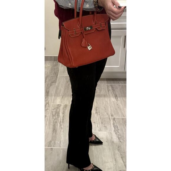 Hermes Birkin 30 Red Leather Palladium Hardware Top Handle Bag - Picture 2 of 16